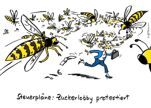 Cartoon: Zuckerlobby protestiert (medium) by Pfohlmann tagged zuckersteuer,gesundheitsministerin,wespen,lobby,haushalt,steuern,gesundheitssystem,ernährung,prävention,finanzen,krankenkassen,getränke,nahrungsmittelindustrie,zuckersteuer,gesundheitsministerin,wespen,lobby,haushalt,steuern,gesundheitssystem,ernährung,prävention,finanzen,krankenkassen,getränke,nahrungsmittelindustrie