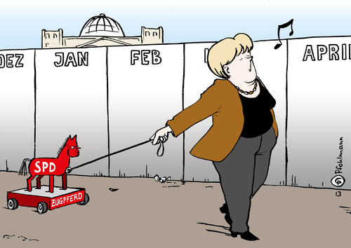 Cartoon: Zugpferdchen Steinbrück (medium) by Pfohlmann tagged karikatur,cartoon,color,farbe,2013,deutschland,merkel,bundeskanzlerin,steinbrück,kanzlerkandidat,bundestagswahl,wahlkampf,zugpferd,pferdchen,spielzeugpferd,spd,berlin,umfragen,rückstand,kandidat,spitzenkandidat,karikatur,cartoon,color,farbe,2013,deutschland,merkel,bundeskanzlerin,steinbrück,kanzlerkandidat,bundestagswahl,wahlkampf,zugpferd,pferdchen,spielzeugpferd,spd,berlin,umfragen,rückstand,kandidat,spitzenkandidat