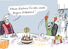 Cartoon: Anghora-Hemd (small) by Pfohlmann tagged geburtstag,kind,kinder,frieren,kälte,heizung,gaskrise,energie,inflation,preise,familie,oma,geschenk,unterwäsche,unterhemd,angora