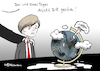 Cartoon: Barron Trump erbt (small) by Pfohlmann tagged 2017,karikatur,cartoon,color,farbe,usa,global,welt,trump,präsident,sohn,barron,erbt,erbe,globus,erde,zerstörung,klimawandel,klima,krieg,atomkrieg