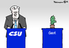 Cartoon: CSU und Gast (small) by Pfohlmann tagged karikatur,cartoon,2016,color,farbe,deutschland,csu,cdu,parteitag,union,merkel,seehofer,gast,gastrede,rede,kaktus,abgesagt,konflikt,meinungsverschiedenheit,obergrenze,flüchtlingspolitik,kanzlerin
