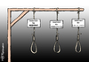 Cartoon: Demo-Galgen (small) by Pfohlmann tagged karikatur,cartoon,2015,color,farbe,deutschland,pegida,demo,galgen,demonstration,strick,aufhängen,merkel,gabriel,humanität,respekt,christliche,werte,todesstrafe,dresden