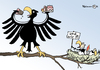 Cartoon: Deutsche Kinderarmut (small) by Pfohlmann tagged karikatur,color,farbe,2012,deutschland,kinderarmut,adler,bundesadler,nest,kinder,nachwuchs,küken,eier,gelege,wohlstand,industriestaaten,unicef,studie,untersuchung