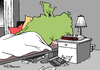 Cartoon: Deutschland-Schlaf (small) by Pfohlmann tagged karikatur,cartoon,color,farbe,2013,deutschland,bundestagswahl,koalition,koalitionstreffen,koalitionsausschuss,verschiebung,entscheidungen,energiewende,rente,lebensleistunsrente,vertagung,bett,deutschlandkarte,gähnen,wecker,alarm,schlaf,schlafen