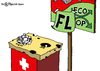 Cartoon: EcoFlop (small) by Pfohlmann tagged karikatur,cartoon,2014,color,farbe,schweiz,volksabstimmung,immigration,einwanderung,nein,ja,käse,eco,pop,flop,ablehnung,initiative,ausländer,stop,stopp,zuzug,begrenzung,urne,abstimmung,volksentscheid