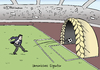 Cartoon: Eigentor (small) by Pfohlmann tagged karikatur,color,farbe,2012,ukraine,fußball,eigentor,boykott,frisur,zopf,em,euro,europameisterschaft,timoschenko,hungerstreik,gefängnis,haft,uefa,ausrichter,gastgeber,ausreise,behandlung