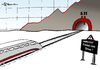 Cartoon: eingleisig (small) by Pfohlmann tagged db,bahn,deutsche,eingleisig,zug,tunnel,stuttgart,21,börsengang,unfall,zugunglück,zusammenstoß