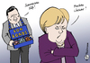 Cartoon: EuroBonds (small) by Pfohlmann tagged karikatur,color,farbe,2011,europa,euro,eu,schuldenkrise,eurobonds,barroso,kommissionspräsident,kommission,eurozone,euroländer,deutschland,merkel,bundeskanzlerin,bonbons,löcher,bauchladen