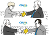 Cartoon: Händeschütteln bei der CSU (small) by Pfohlmann tagged karikatur,cartoon,2015,color,farbe,deutschland,csu,parteitag,merkel,seehofer,söder,cdu,willkommen,händeschütteln,wiederwahl,finanzminister,rivale,flüchtlingspolitik,asylpolitik,differenzen,bundeskanzlerin,gastrednerin,löwe,krallen