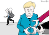 Cartoon: Halbraute (small) by Pfohlmann tagged karikatur,cartoon,farbe,color,2018,deutschland,merkel,bundeskanzlerin,raute,parteivorsitz,rücktritt,kandidaten,kandidatur,halb,seehofer,csu,cdu,union,innenminister,deckung