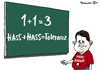 Cartoon: Hass auf Hass (small) by Pfohlmann tagged karikatur,cartoon,2015,color,farbe,deutschland,gabriel,asyl,asylbewerberheime,attentate,anschläge,hass,pack,tafel,rechnen,mathe,genie,schüler,toleranz,brandanschläge,ausländerfeindlichkeit,rechtsradikal,rechtsextremismus,flüchtlinge,flüchtlingsheime,flüch