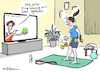 Cartoon: Igelball (small) by Pfohlmann tagged 2020,global,welt,corona,coronavirus,pandemie,homeoffice,zuhause,ausgangssperre,gymnastik,sport,heimtraining,training,video,tv,igelball