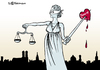 Cartoon: Justitias Herzstich (small) by Pfohlmann tagged karikatur,cartoon,color,farbe,2013,deutschland,nsu,terrorzelle,prozess,olg,münchen,gericht,oberlandesgericht,termin,terminverschiebung,angehörige,herz,opfer,schmerz,schmerzgrenze,schwert,justizia,justitia,morde