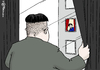 Cartoon: Kims Blick (small) by Pfohlmann tagged karikatur,cartoon,2015,color,farbe,nordkorea,südkorea,kim,jong,un,park,geunhye,präsidentin,gipfel,annäherung,blick,fenster,vorhang