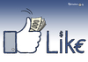 Cartoon: Gefällt facebook (small) by Pfohlmann tagged karikatur color farbe 2012 facebook internet www börse börsengang geld dollar euro silicon valley wall street geldschein banknote like gefällt mir button daumen symbol icon