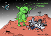 Cartoon: Mietnomaden (small) by Pfohlmann tagged karikatur,cartoon,2016,color,farbe,europa,esa,weltraum,mars,mission,sonde,marsmännchen,mietnomaden,erde,globus,zerstörung,universum,weltall