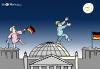 Cartoon: Mondsüchtig (small) by Pfohlmann tagged mond mondsüchtig schlafwandler union cdu hintze merkel bundeskanzlerin raumfahrt mondmission deutschlandfahne flagge reichstag kuppel