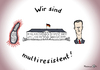 Cartoon: multiresistent (small) by Pfohlmann tagged karikatur,color,farbe,2012,deutschland,syrien,multiresistent,resistent,antibiotika,keime,hygiene,geflügel,lebensmittel,massentierhaltung,verseuchung,bundespräsident,wulff,schloss,bellevue,assad,aufstand,revolution,arabischer,frühling,opposition