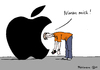 Cartoon: Nimm mich! (small) by Pfohlmann tagged karikatur,cartoon,color,farbe,2014,deutschland,global,apple,nimm,mich,nutzer,datenschutz,technik,technologie,watch,uhr,armbanduhr,smart,internet,vernetzung,neuheit,überwachung,handy,smartphone,iphone,iwatch