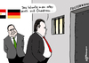 Cartoon: Ökofolter (small) by Pfohlmann tagged karikatur,cartoon,2016,color,ägypten,deutschland,gabriel,staatsbesuch,as,sisi,folter,folterkammer,menschenrechte,präsident,ökostrom,regenerative,energien,grüner,strom