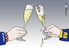 Cartoon: Prost! (small) by Pfohlmann tagged karikatur,color,farbe,2012,eu,kroatien,referendum,volksabstimmung,zustimmung,beitritt,mitglied,sekt,anstoßen,sektgläser,tropfen,undicht,eurokrise,schuldenkrise