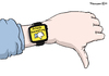 Cartoon: Smart Watch (small) by Pfohlmann tagged karikatur,cartoon,color,farbe,2014,deutschland,global,ifa,funkausstellung,berlin,technik,technologie,watch,uhr,armbanduhr,smart,internet,vernetzung,neuheit,like,dislike,überwachung,datenschutz,daumen,hand