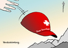 Cartoon: Tarnchäppli (small) by Pfohlmann tagged karikatur,cartoon,farbe,color,2012,deutschland,schweiz,steuerabkommen,bundesrat,ablehnung,verabschiedung,tarnkappe,steuern,steuerhinterziehung,kappe