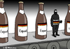 Cartoon: Terror-Export (small) by Pfohlmann tagged karikatur,cartoon,color,farbe,2014,deutschland,terror,irak,export,bier,fließband,is,islamischer,staat,terrorgruppe,terrormiliz,terroristen,isis,islamisten,deutsche,selbstmordattentäter,sprengstoff,flaschen,bierflaschen,produktion