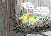 Cartoon: Tesla und Grüne (small) by Pfohlmann tagged 2020,deutschland,berlin,brandenburg,tesla,wald,pop,up,baum,naturschutz,artenschutz,umwelt,ansiedlung,fabrik,streit,grüne,liga,klage,rodung,baustopp,vögel,nest,vogelnest,monokultur,natur