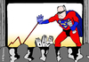 Cartoon: The Strompreis-Man (small) by Pfohlmann tagged karikatur,cartoon,color,farbe,2013,deutschland,spd,steinbrück,kandidat,kanzlerkandidat,strompreis,strompreisbremse,superheld,superman,kino,leinwand,thema,kampagne,bundestagswahl,wahlkampf,bundestagswahlkampf,stromkonzerne,energiekonzerne