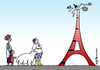 Cartoon: Thermo-Turm (small) by Pfohlmann tagged karikatur,cartoon,2015,color,farbe,frankreich,paris,eiffelturm,klimagipfel,erderwärmung,klimawandel,sorge,thermometer,temperatur,eisbär,mallorca,malle,überflutung,hunger,hungersnot,hungernde,dritte,welt,klimakatastrophe,klimakonferenz,umwelt,klimafolgen