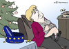 Cartoon: Uarps! (small) by Pfohlmann tagged karikatur,col,farbe,2011,deutschland,merkel,weihnachten,europa,euro,eurokrise,schuldenkrise,eu,bundeskanzlerin,plätzchen,kekse,sterne,keksdose,plätzchendose,krippe,christbaum,weihnachtsbaum,überfressen,bauchweh,bauchschmerzen