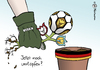 Cartoon: Umtopfen? (small) by Pfohlmann tagged karikatur color farbe 2012 ukraine fußball umtopfen ausrichtungsort deutschland boykott em euro europameisterschaft timoschenko hungerstreik gefängnis haft uefa ausrichter gastgeber ausreise behandlung blumentopf pflanze logo handschuh gartenhandschuh