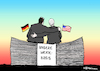 Cartoon: Wertebasis (small) by Pfohlmann tagged karikatur,cartoon,2017,color,farbe,usa,deutschland,gabriel,außenminister,besuch,staatsbesuch,tillerson,amtskollege,sonnenuntergang,freundschaft,partnerschaft,wertebasis,profit,kapitalismus,geld,euro,dollar,fahnen,flaggen,geldscheine,banknoten