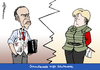 Cartoon: Westentreffen (small) by Pfohlmann tagged karikatur,cartoon,color,farbe,2013,deutschland,merkel,obama,staatsbesuch,schmutzweste,weiße,weste,schutzweste,syrien,forderungen,waffenlieferungen,giftgas,angriff,aufstand,berlin,willkommen,usa