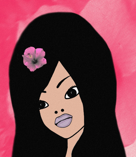 Cartoon: Girl with flower (medium) by NITA tagged illustration