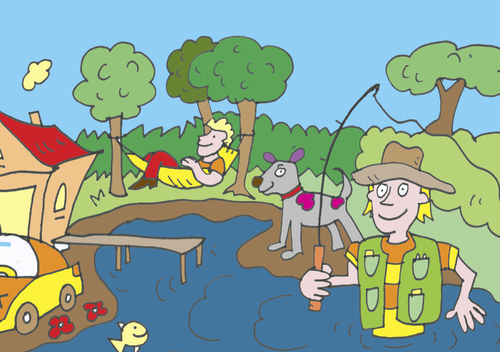 Cartoon: angler angeln (medium) by sabine voigt tagged angler,angeln,fisch,hobby,fischen,sport,freizeit