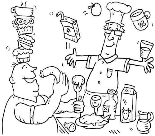 Cartoon: ausmalbild koch (medium) by sabine voigt tagged ausmalbild,koch,gast,essen,kochen,küche,ernährung,diät,gesundheit