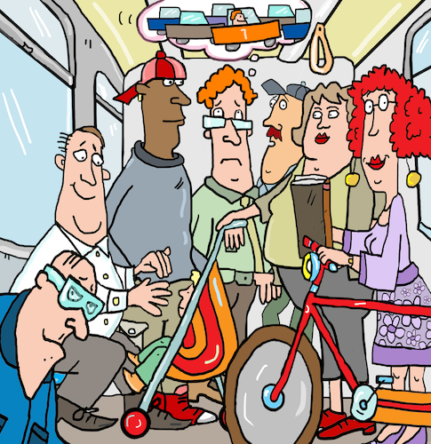 Cartoon: bahn transport Abteil (medium) by sabine voigt tagged bahn,transport,abteil,freien,verspätung,streik,lokführer,reisen,stau