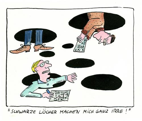 Cartoon: black holes (medium) by sabine voigt tagged wissenschaft,mathe