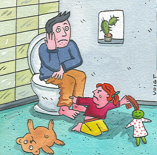 Cartoon: erziehung vater (medium) by sabine voigt tagged erziehung,vater,toilette,kind,verantwortung