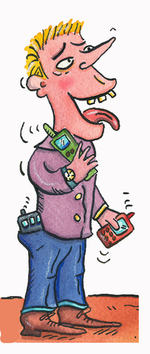 Cartoon: handy nutzer (medium) by sabine voigt tagged telefon,telefonieren,flatrate,handy,nutzer