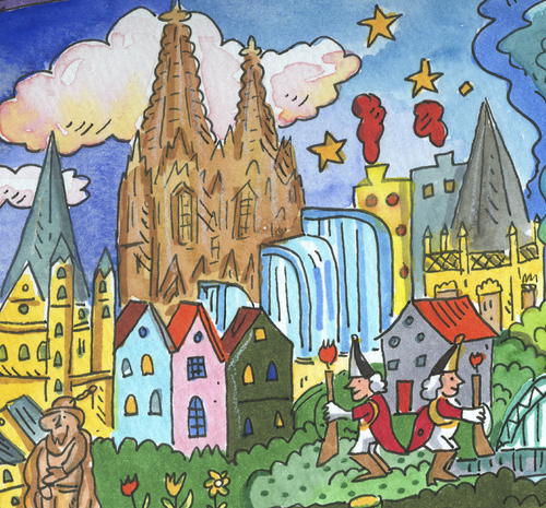 Cartoon: köln dom (medium) by sabine voigt tagged tourismus,ferien,stadt,kölsch,kaeneval,rhein,dom,köln