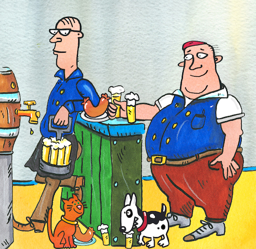 Cartoon: Kölsch Kneipe (medium) by sabine voigt tagged kölsch,kneipe,köbes,trinken,alkohol,brauhaus,bier,wirtschaft,service