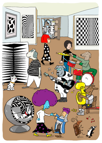 Cartoon: Op Art- Moderne Kunst (medium) by sabine voigt tagged opart,kunst,galerie,museum,riley,kusama,dots,popart,vernissage,kunstmesse,art,künstler,da,vinci