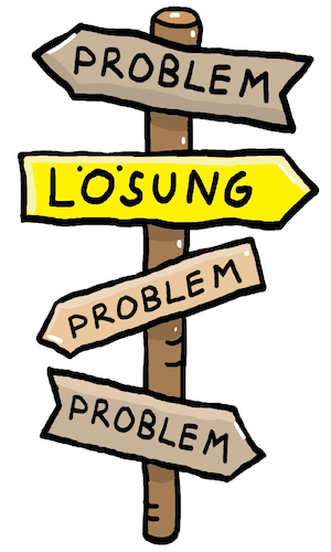 Cartoon: Problem Lösung (medium) by sabine voigt tagged problem,lösung,strategie,wegweiser,hinweis