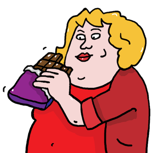 Cartoon: Schokolade Übergewicht (medium) by sabine voigt tagged schokolade,übergewicht,diät,ernährung,essen,kalorien,abnehmen,fett,dick,gesundheit,gewicht,fitness