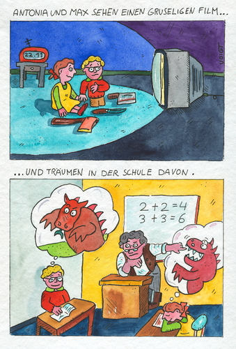 Cartoon: schule unterricht (medium) by sabine voigt tagged schule,unterricht,müde,lernen,adhs,konzentration,erziehung