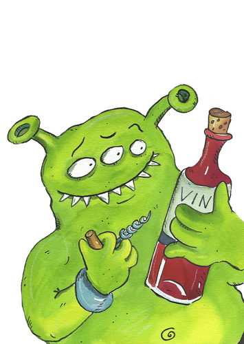 Cartoon: wein außerirdischer (medium) by sabine voigt tagged wein,außerirdischer,ufo,alkohol,all,weltraum,universum,alien,trinken