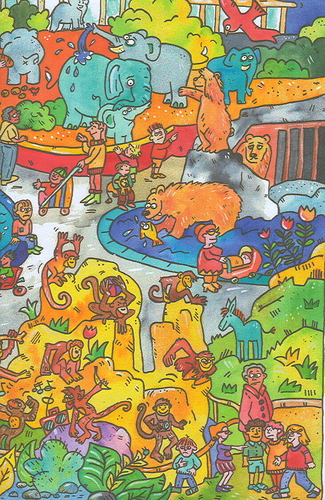 Cartoon: Zoo Tiere Freizeitpark Kinder (medium) by sabine voigt tagged zoo,tiere,freizeitpark,kinder